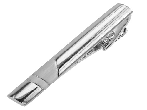 TN-2345R2 50mm Shiny and Brush Silver Tie Clip