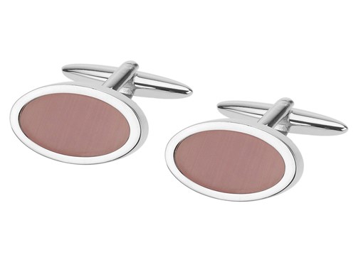 247-14R C12 Pink Catseye Oval Cufflinks