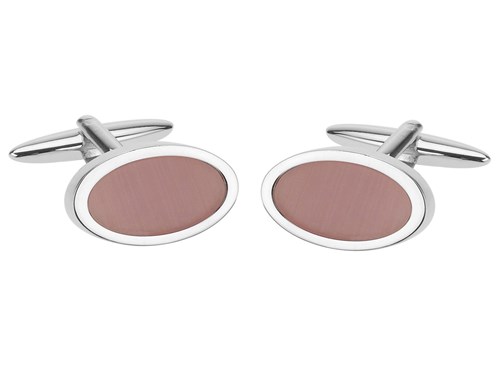 247-14R C12 Pink Catseye Oval Cufflinks