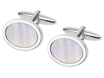247-14R Mother of Pearl Oval Cufflinks