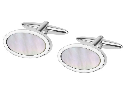 247-14R Mother of Pearl Oval Cufflinks