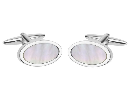 247-14R Mother of Pearl Oval Cufflinks