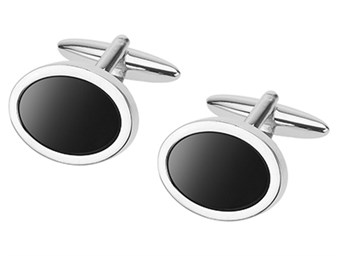 247-14R Black Onyx Oval Cufflinks