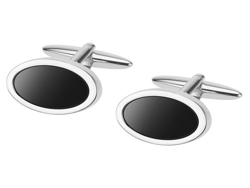 247-14R Black Onyx Oval Cufflinks