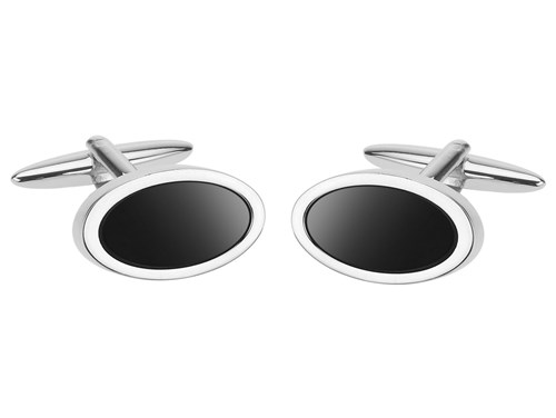 247-14R Black Onyx Oval Cufflinks