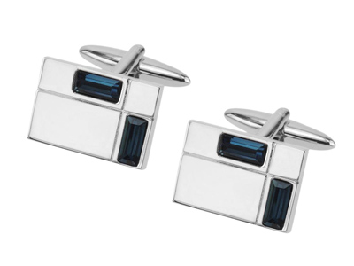 645-21R Montana Blue Crystal Rectangle Cufflinks