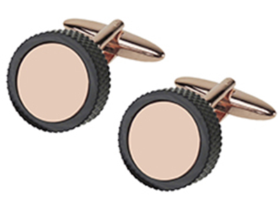 628-23Y/E Rose Gold and Black Circle Cufflinks