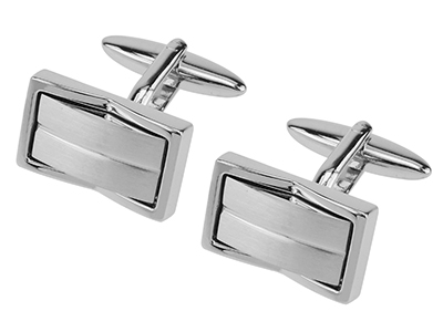 TN-1670R2 Brush Silver Inlaid Metal Cufflinks