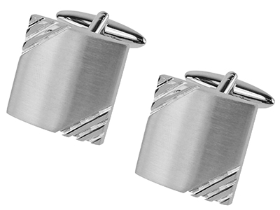 662-3R2 Brushed Silver Grooves Cufflinks