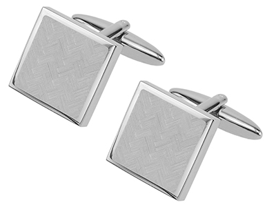 647-20R2 Laser Engraved Chevron Square Cufflinks