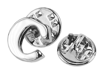 TP60-12R Silver Butterfly Back Alphabet Lapel Pin