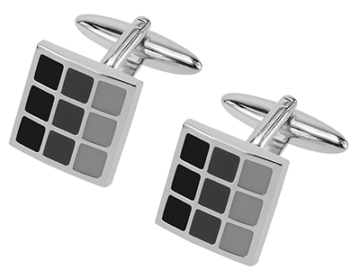 Black Tonal Enamel Checker Cufflinks