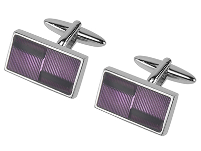 654-17R Transparent Purple Enamel Cufflinks