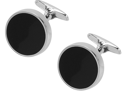 Black Enamel Round Cufflinks