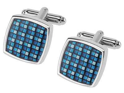 Blue Checker Enamel Cufflinks