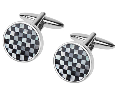 642-15R Mother of Pearl and Black Onyx Cufflinks