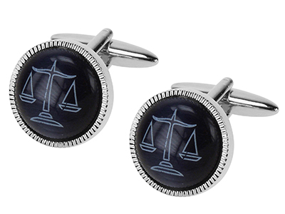 642-14R Blue Cateye Scales of Justice Cufflinks