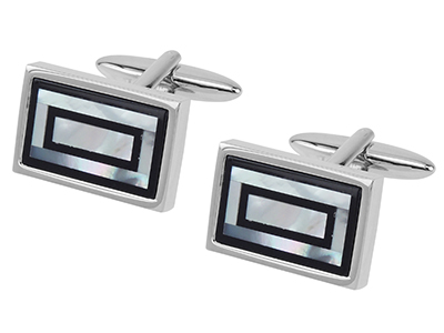 TN-1490R Onyx and Mother of Pearl Cufflinks