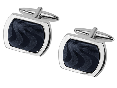 561-6R Laser Engraved Dark Blue Catseye Cufflinks