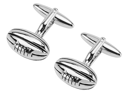 1451-10R Silver Rugby Ball Cufflinks