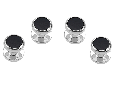 STTN-1585R Silver Onyx Studs