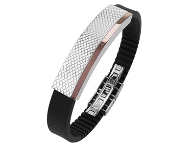 Stainless Steel Diamond Texture IP Brown Bracelet