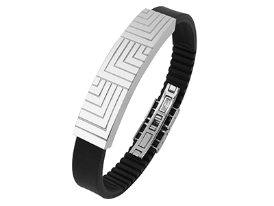 R7-COM-05 Stainless Steel Engraved Lines Bracelet