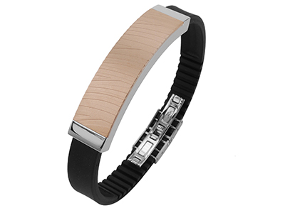 R7-COM-04 Stainless Steel IP Rose Gold Zebra Texture Bracelet