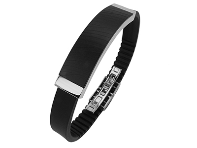 R7-COM-10 Stainless Steel IP Black Zebra Texture Bracelets