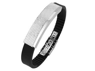 R7-COM-06 Stainless Steel Diamond Texture Bracelets