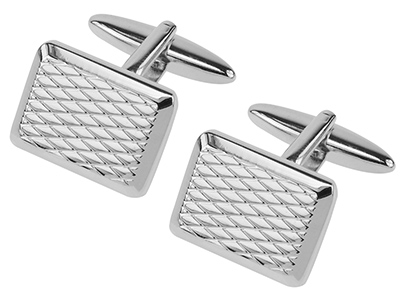 Silver Rectangle Texture Cufflink