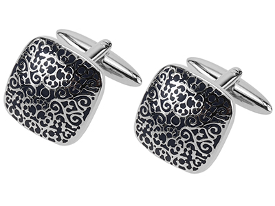 Blue Enamel Textured Cufflinks