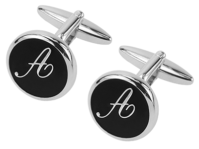 248-8R A Black Enamel Initial A Cufflinks