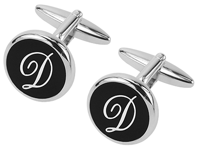 Black Enamel Initial D Cufflinks