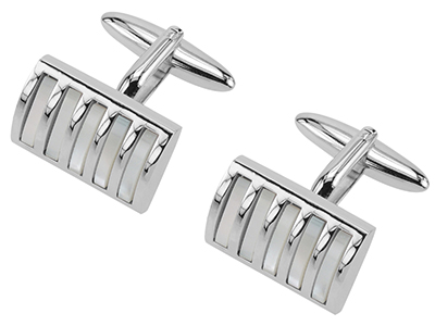 641-9R Striped Mother Of Pearl Cufflinks