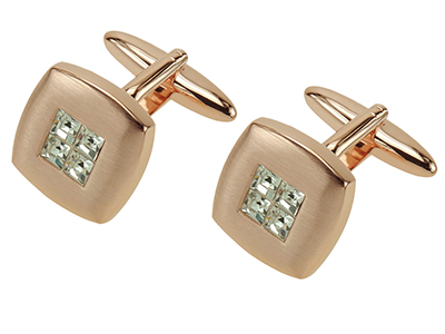 Rose Gold Crystal Cufflinks