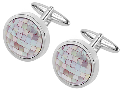 1860-9R Purple Mother Of Pearl Mosaic Cufflinks