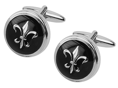 Black Fleur De Lis Cufflinks