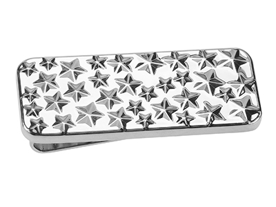 MC51-16R Shiny Silver Money Clip With Stars