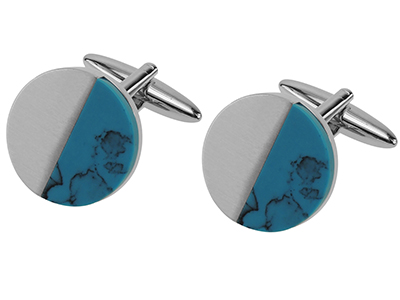 Brush Silver Turquoise Cufflinks