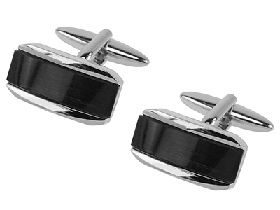 Shiny Silver Cateye Cufflinks