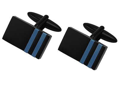 Matt Black Rectangle Cufflinks With Resin