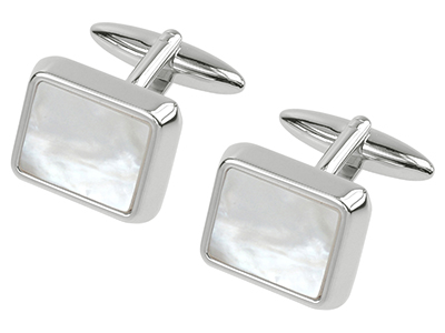 611-23R Silver Mother Of Pearl Cufflinks