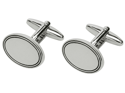 Shiny Silver Oval Cufflinks