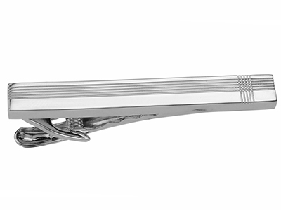 Shiny Rhodium Tie Clip Bar