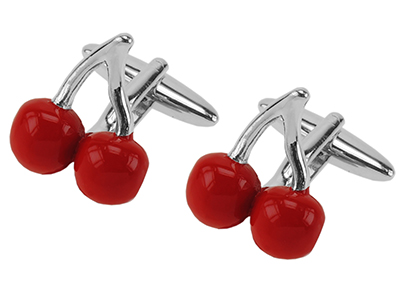 1869-22R Cute Red Cherry Cufflinks