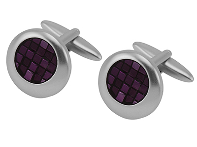 Matt Silver Cufflinks With Enamel