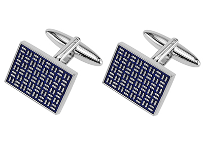 Blue Enamel Rectangle Cufflinks