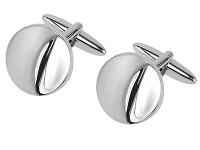 Shiny Brush Rhodium Cufflinks