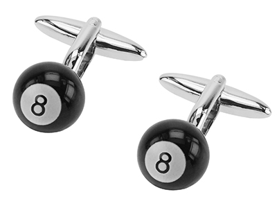 TN-1560R Billiard Ball 8 Cufflinks